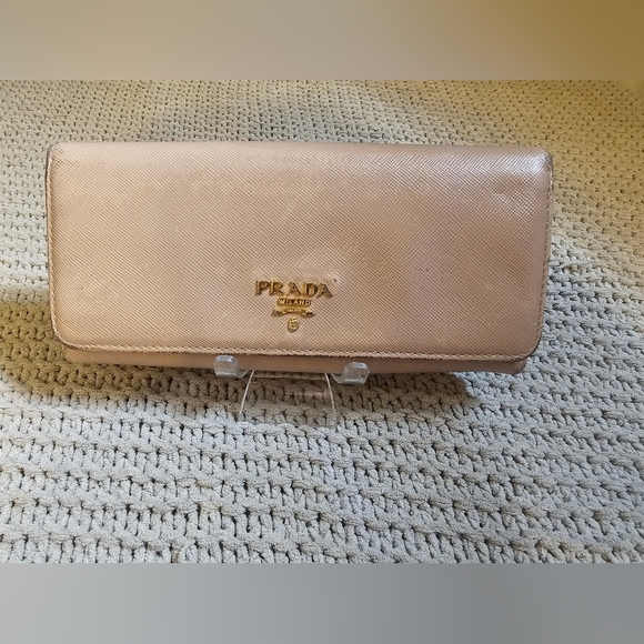 Prada Handbags - Prada nude Soffiano long leather wallet w/ COA